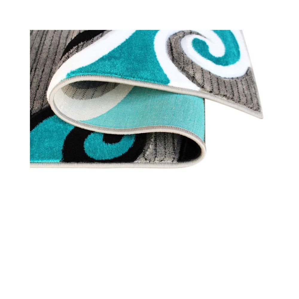 Flash Furniture Athos Collection 3x10 Turquoise Abstract Rug KP-RG952-310-TQ-GG