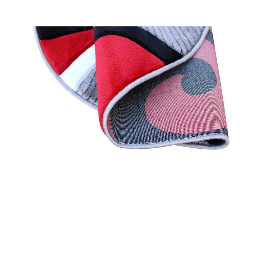 Flash Furniture Athos Collection 4x4 Red Abstract Rug KP-RG952-44-RD-GG