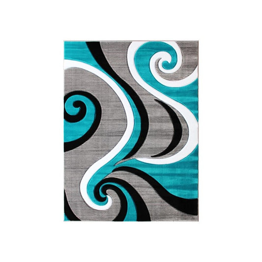 Flash Furniture Athos Collection 5x7 Turquoise Abstract Rug KP-RG952-57-TQ-GG