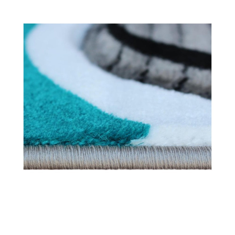 Flash Furniture Athos Collection 5x7 Turquoise Abstract Rug KP-RG952-57-TQ-GG