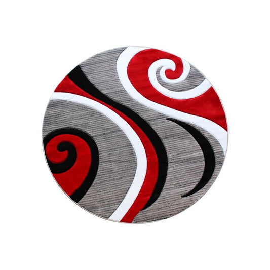 Flash Furniture Athos Collection 8x8 Red Abstract Rug KP-RG952-88-RD-GG