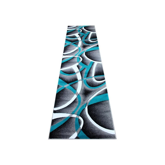 Flash Furniture Atlan Collection 3x10 Turquoise Abstract Rug KP-RG951-310-TQ-GG
