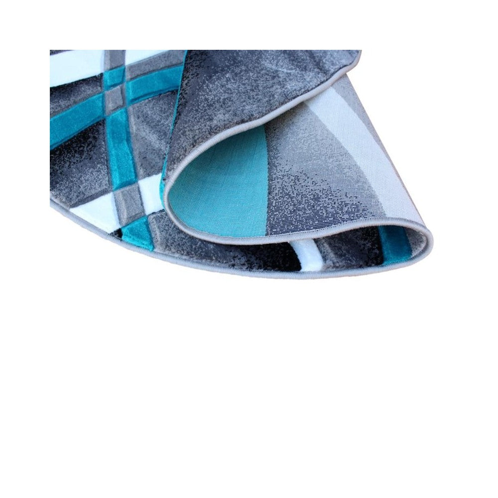 Flash Furniture Atlan Collection 5x5 Turquoise Abstract Rug KP-RG951-55-TQ-GG