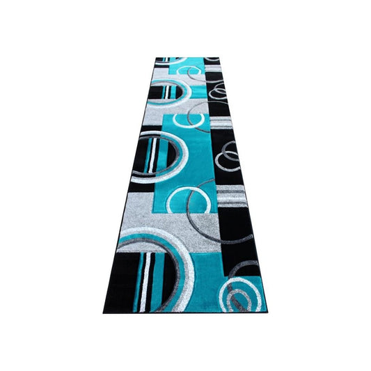 Flash Furniture Audra Collection 3x10 Turquoise Geometric Rug KP-RG953-310-TQ-GG