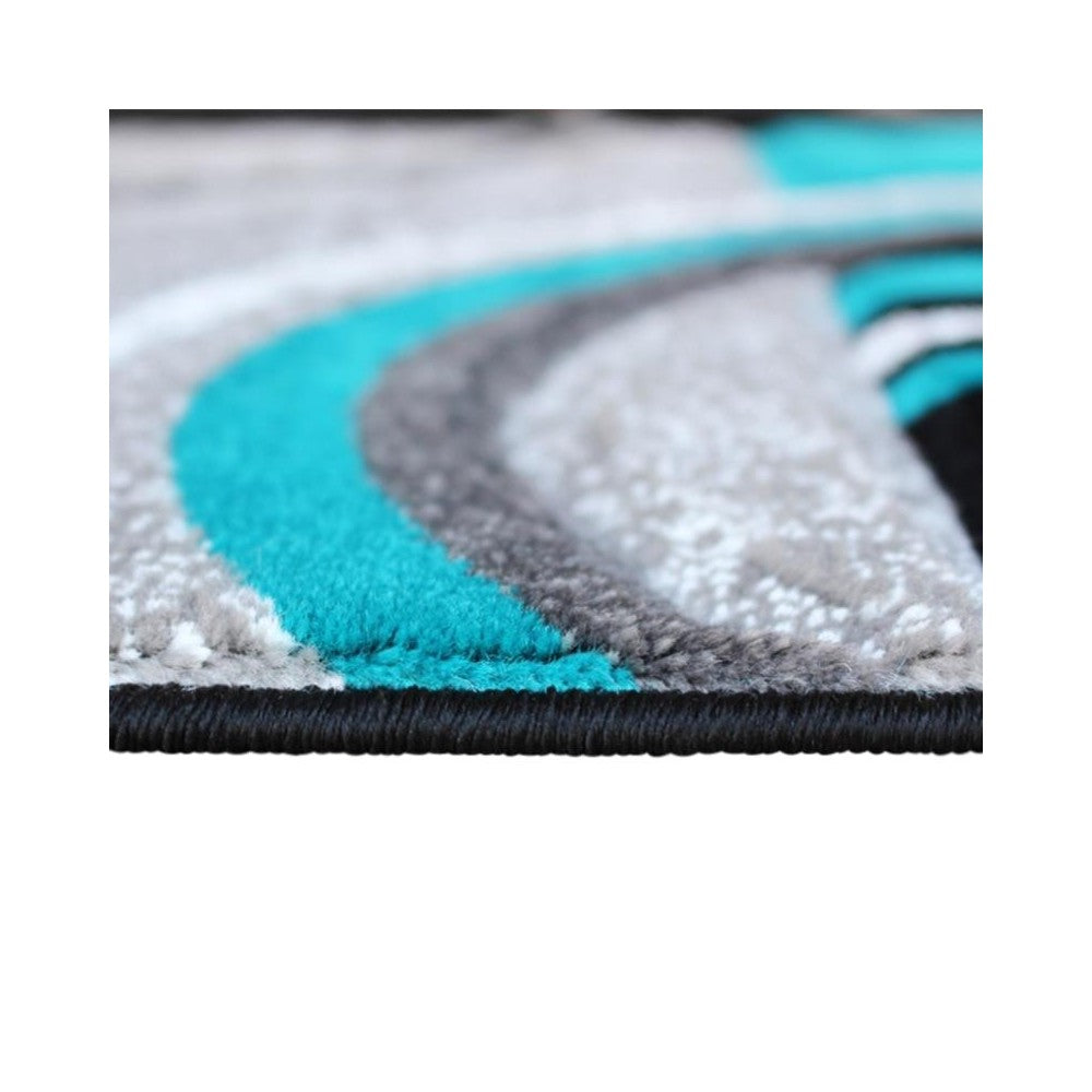 Flash Furniture Audra Collection 3x10 Turquoise Geometric Rug KP-RG953-310-TQ-GG