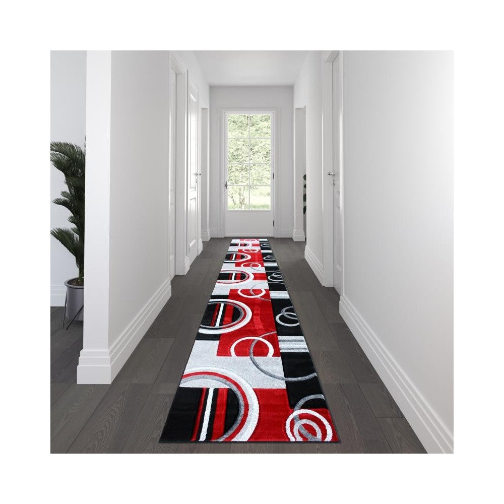 Flash Furniture Audra Collection 3x16 Red Geometric Rug KP-RG953-316-RD-GG