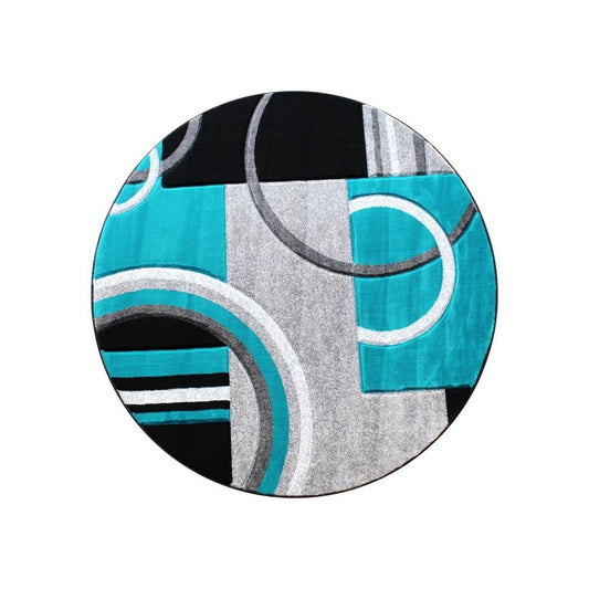 Flash Furniture Audra Collection 5x5 Turquoise Geometric Rug KP-RG953-55-TQ-GG