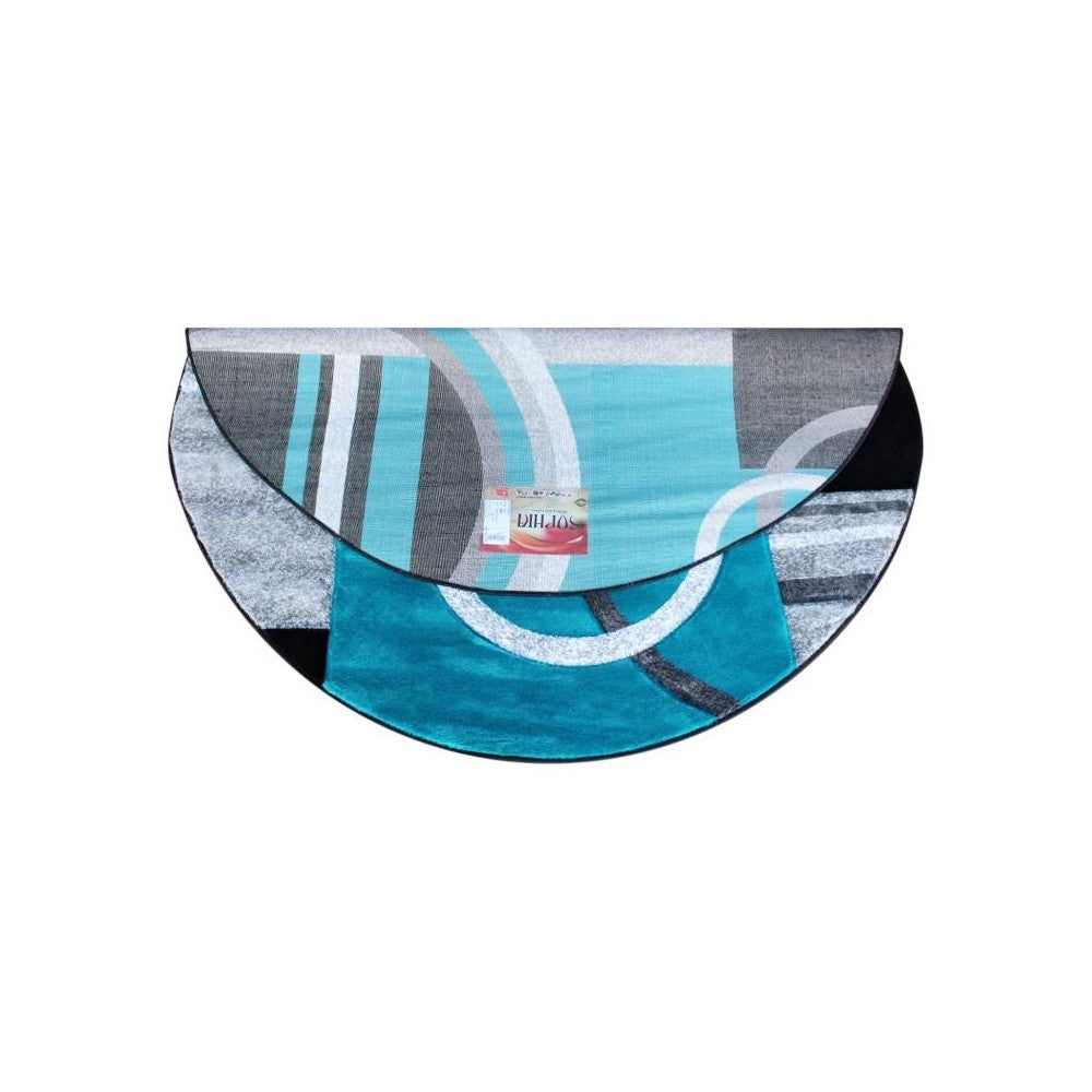 Flash Furniture Audra Collection 5x5 Turquoise Geometric Rug KP-RG953-55-TQ-GG