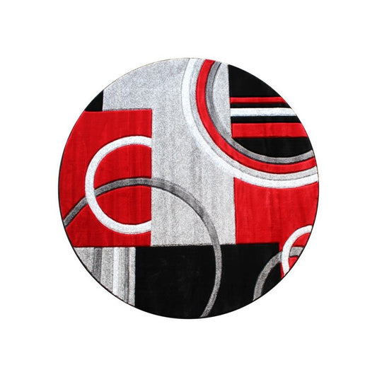 Flash Furniture Audra Collection 8x8 Red Geometric Rug KP-RG953-88-RD-GG