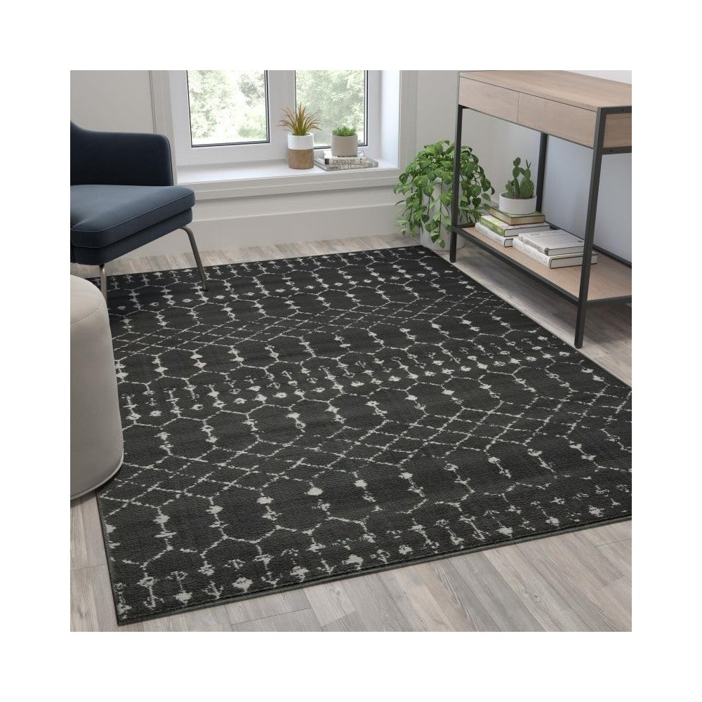 Flash Furniture Beth 5x7 Dark Gray & Ivory Area Rug RC-CR19-1330-57-GR-GG