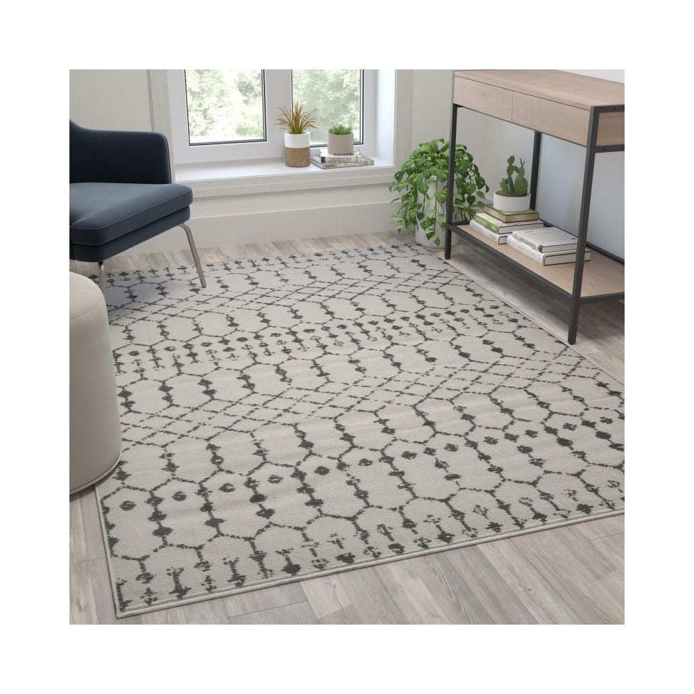 Flash Furniture Beth 5x7 Ivory & Gray Area Rug RC-CR19-1330-57-IV-GR-GG