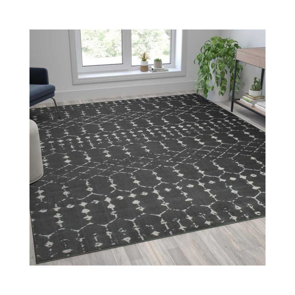 Flash Furniture Beth 8x10 Dark Gray/Ivory Area Rug RC-CR19-1330-810-GR-GG