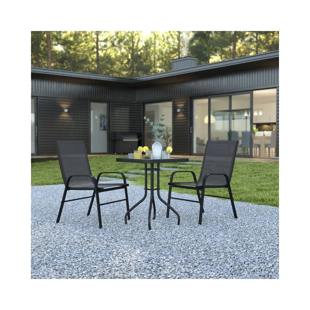 Flash Furniture Brazos 23.5" Round Black Patio Set TLH-073A1303C-GG