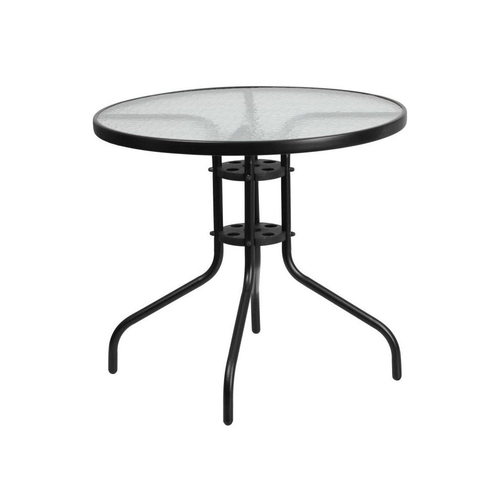 Flash Furniture Brazos 31.5" Round Black Patio Set TLH-0702303C-GG