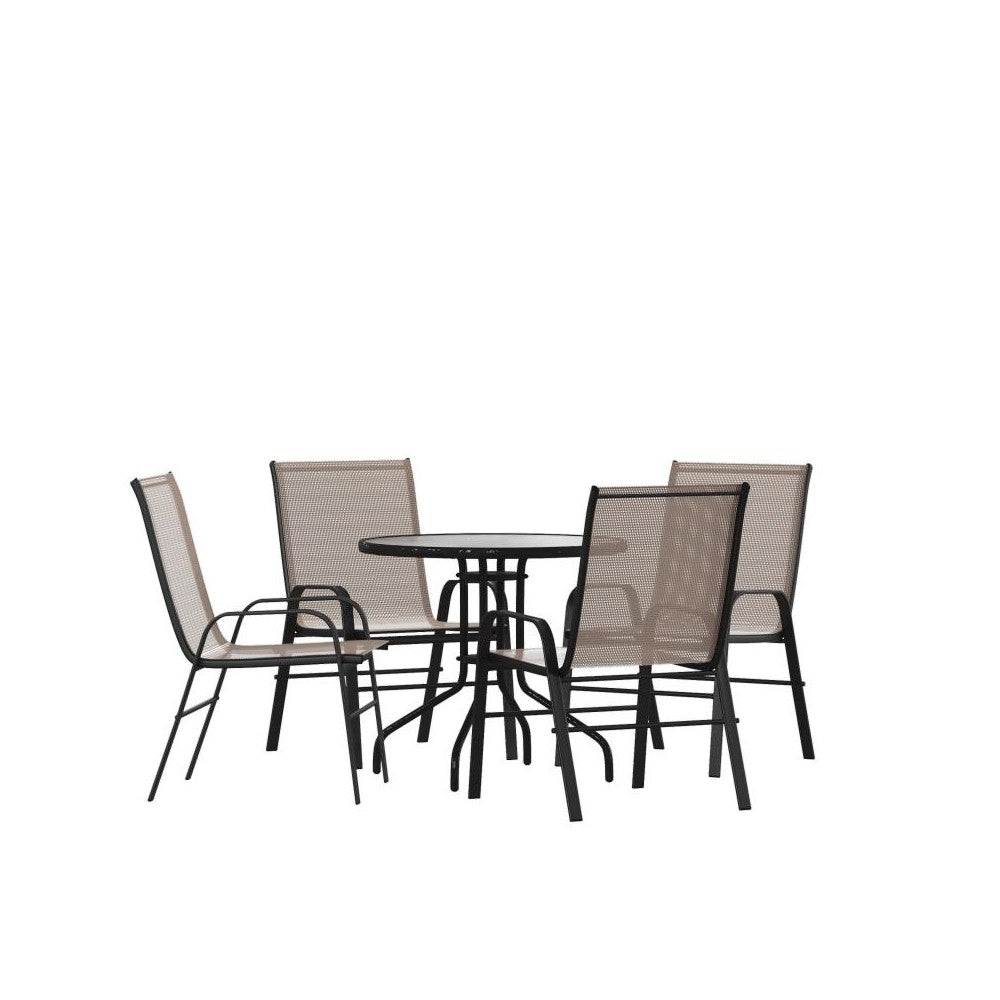 Flash Furniture Brazos 31.5" Round Brown Patio Set TLH-0702303C-BN-GG