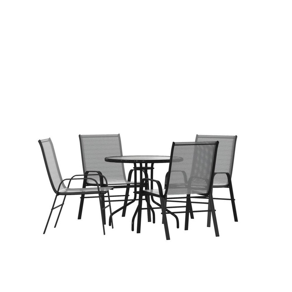 Flash Furniture Brazos 31.5" Round Gray Patio Set TLH-0702303C-GY-GG