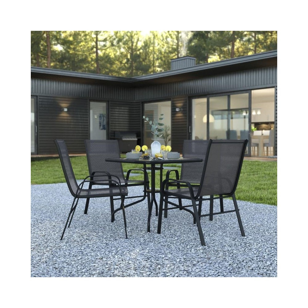 Flash Furniture Brazos 31.5" Square Black Patio Set TLH-073A2303C-GG