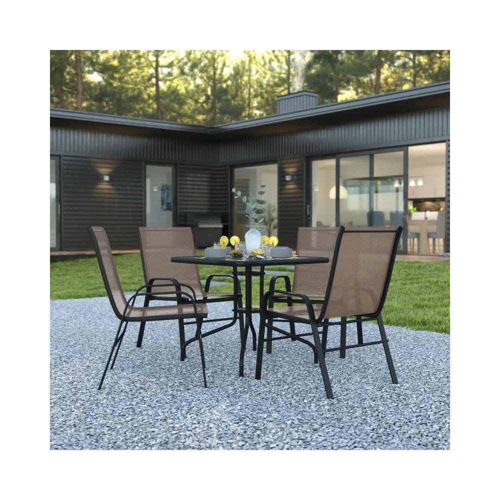 Flash Furniture Brazos 31.5" Square Brown Patio Set TLH-073A2303C-BN-GG