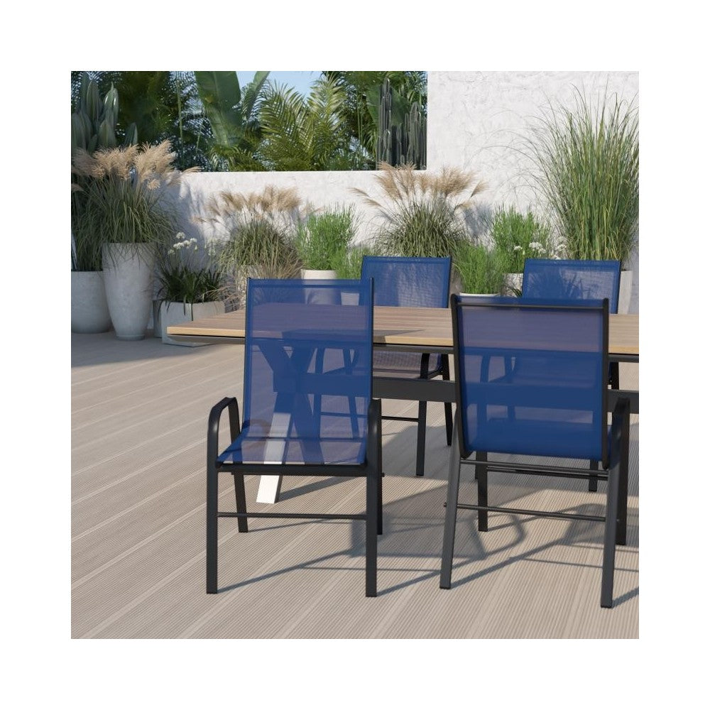 Flash Furniture Brazos 4PK Navy Patio Stack Chair 4-JJ-303C-NV-GG