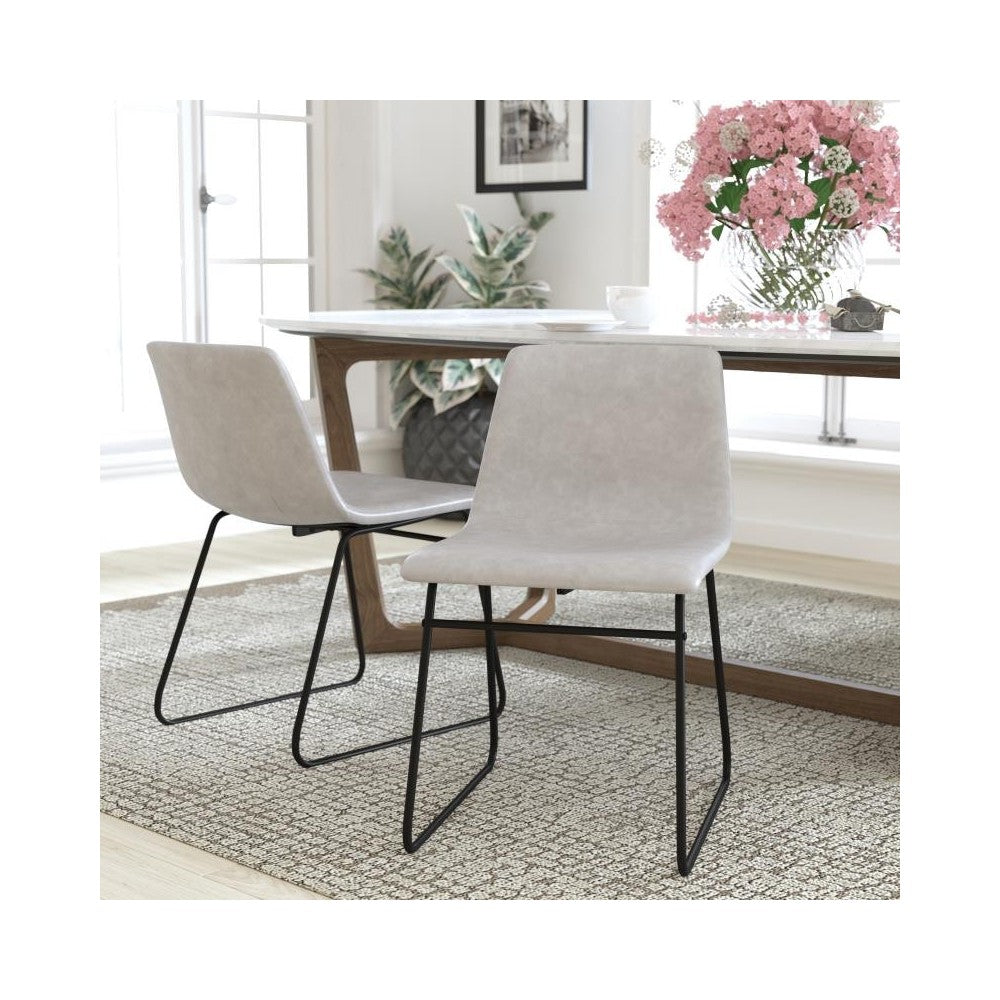 Flash Furniture Butler 2Pk 18" Lt Gray Dining Chair ET-ER18345-18-LG-BK-GG
