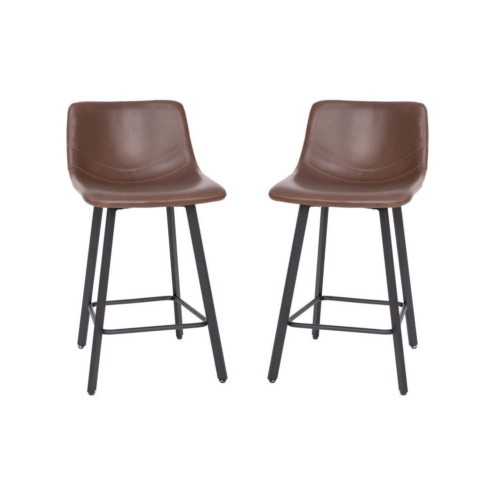 Flash Furniture Caleb 2PK 24" Brown Leather Stools CH-212069-24-DKBR-GG