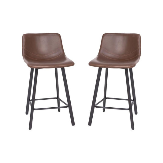 Flash Furniture Caleb 2PK 24" Brown Leather Stools CH-212069-24-DKBR-GG