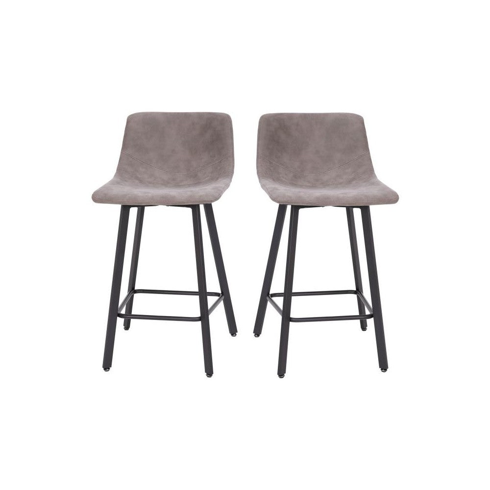 Flash Furniture Caleb 2PK 24" Gray Leather Stools CH-212069-24-GY-GG