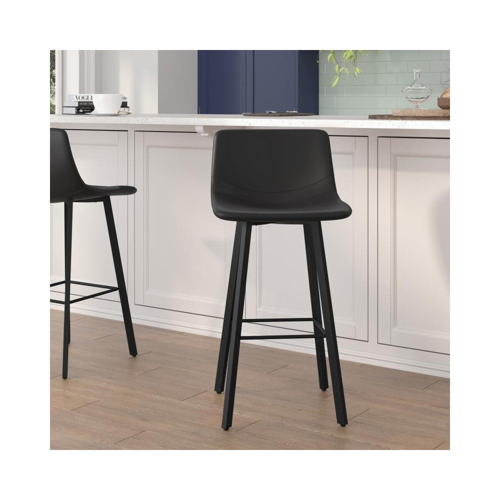 Flash Furniture Caleb 2PK 30" Black Leather Stools CH-212069-30-BK-GG