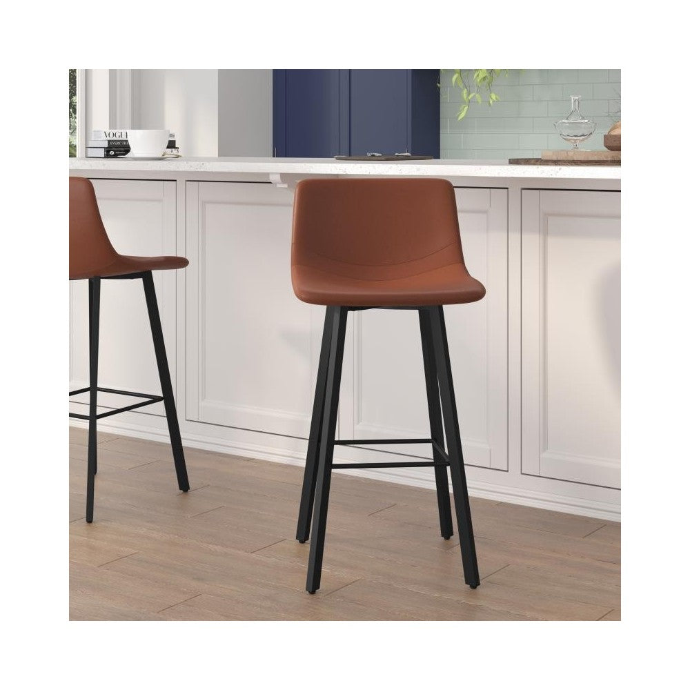 Flash Furniture Caleb 2PK 30" Cognac Leather Stools CH-212069-30-BR-GG