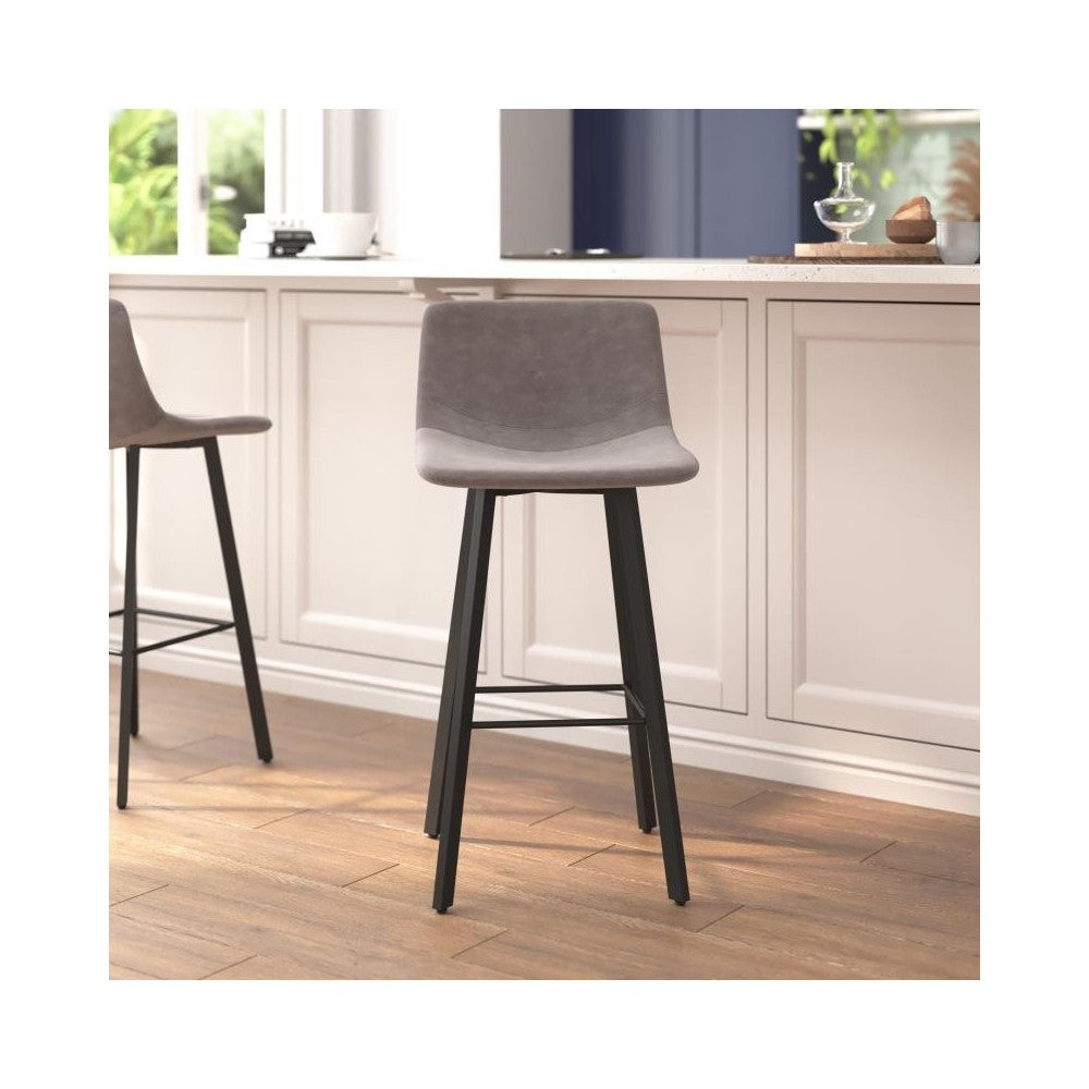 Flash Furniture Caleb 2PK 30" Gray Leather Stools CH-212069-30-GY-GG