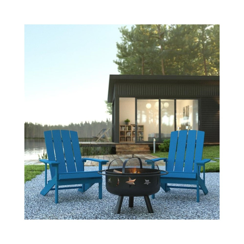 Flash Furniture Charlestown Adirondack Chair & Fire Pit JJ-C145012-32D-BLU-GG