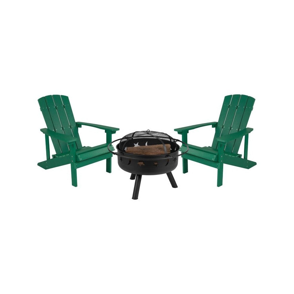 Flash Furniture Charlestown Adirondack Chair & Fire Pit JJ-C145012-32D-GRN-GG