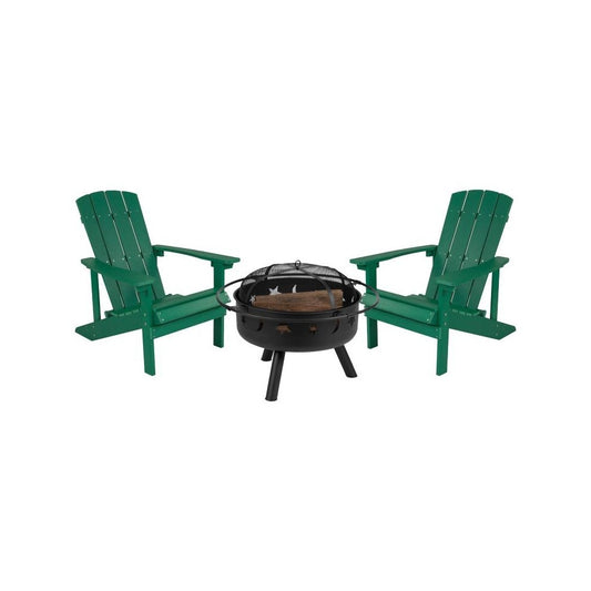 Flash Furniture Charlestown Adirondack Chair & Fire Pit JJ-C145012-32D-GRN-GG