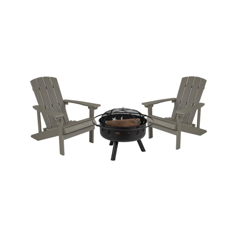 Flash Furniture Charlestown Adirondack Chair & Fire Pit JJ-C145012-32D-LTG-GG