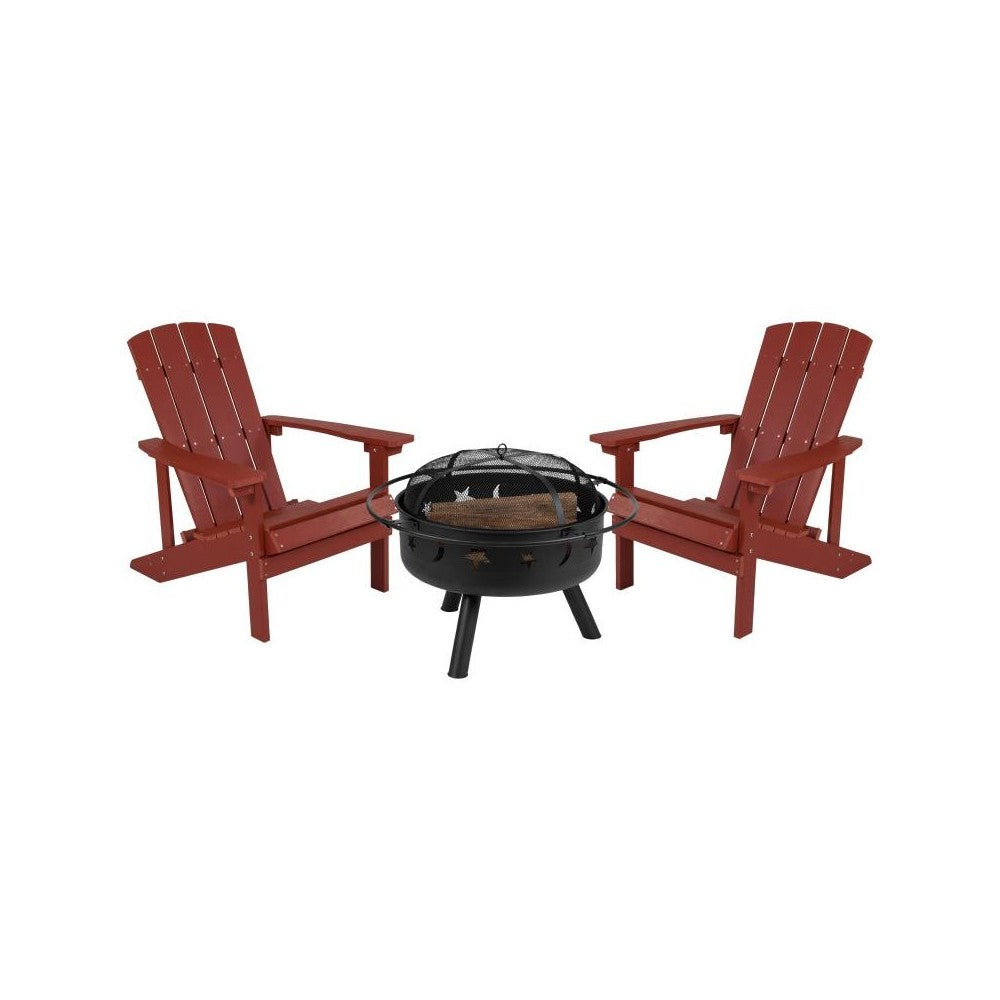 Flash Furniture Charlestown Adirondack Chair & Fire Pit JJ-C145012-32D-RED-GG