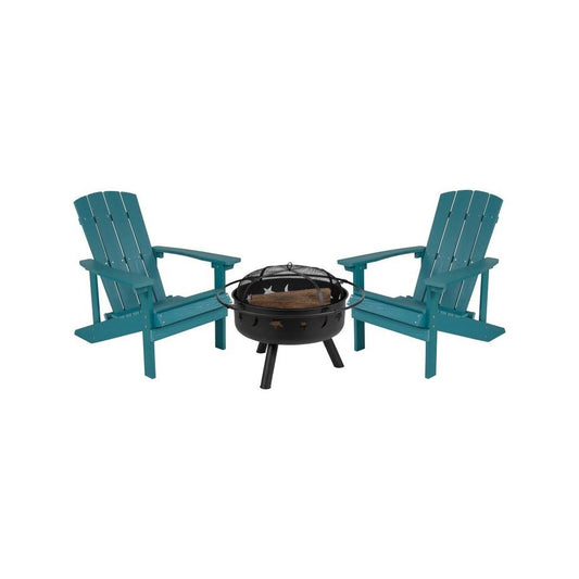 Flash Furniture Charlestown Adirondack Chair & Fire Pit JJ-C145012-32D-SFM-GG