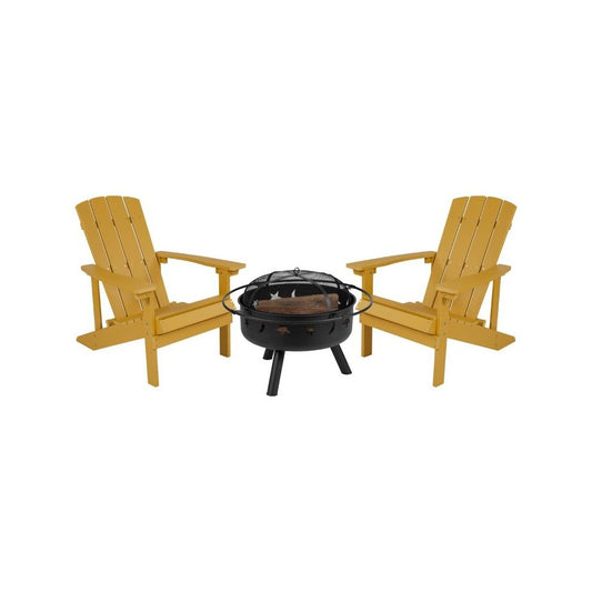 Flash Furniture Charlestown Adirondack Chair & Fire Pit JJ-C145012-32D-YLW-GG