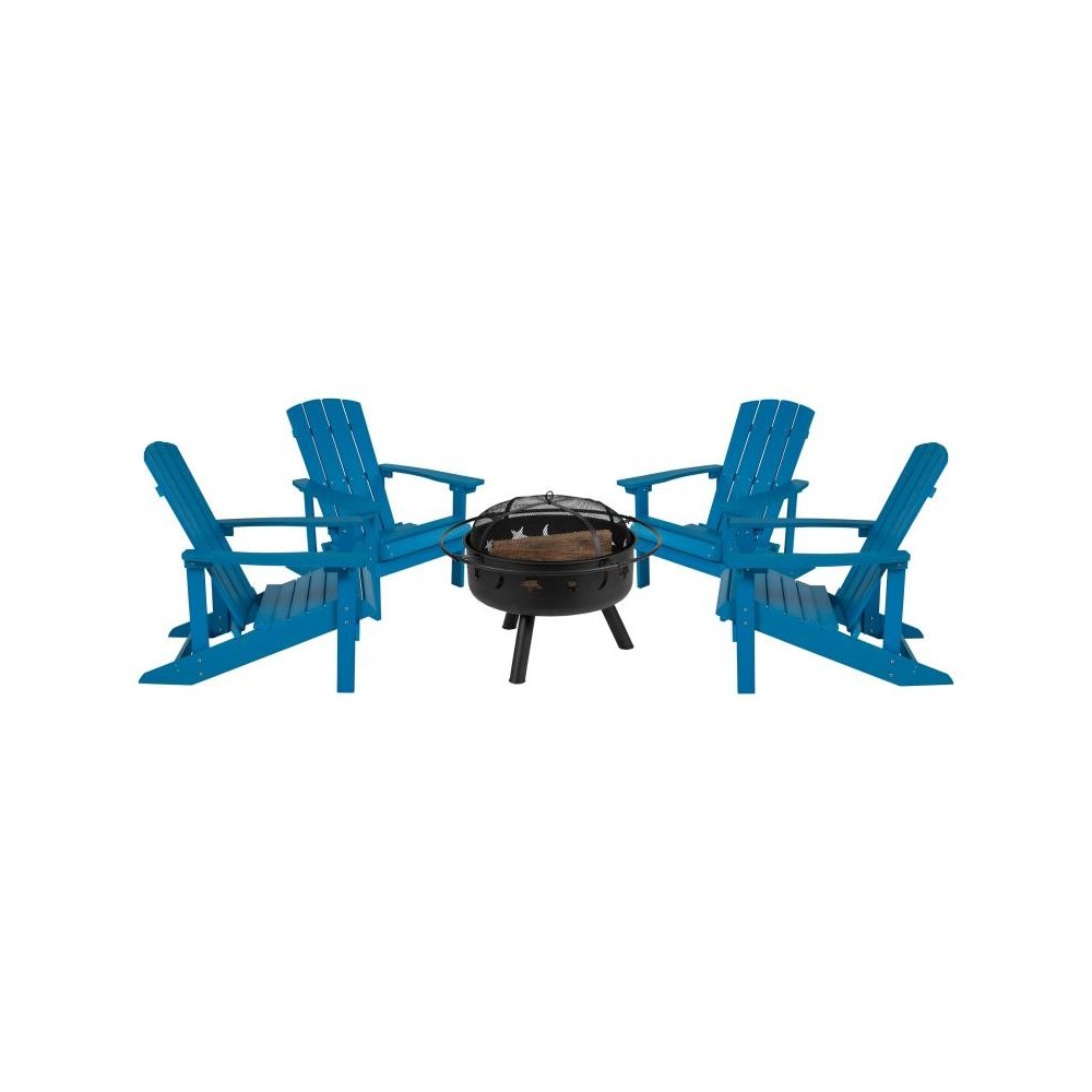 Flash Furniture Charlestown Adirondack Chair & Fire Pit JJ-C145014-32D-BLU-GG