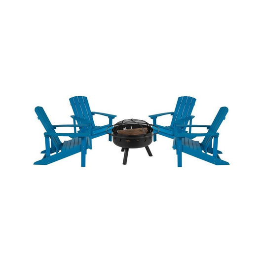 Flash Furniture Charlestown Adirondack Chair & Fire Pit JJ-C145014-32D-BLU-GG