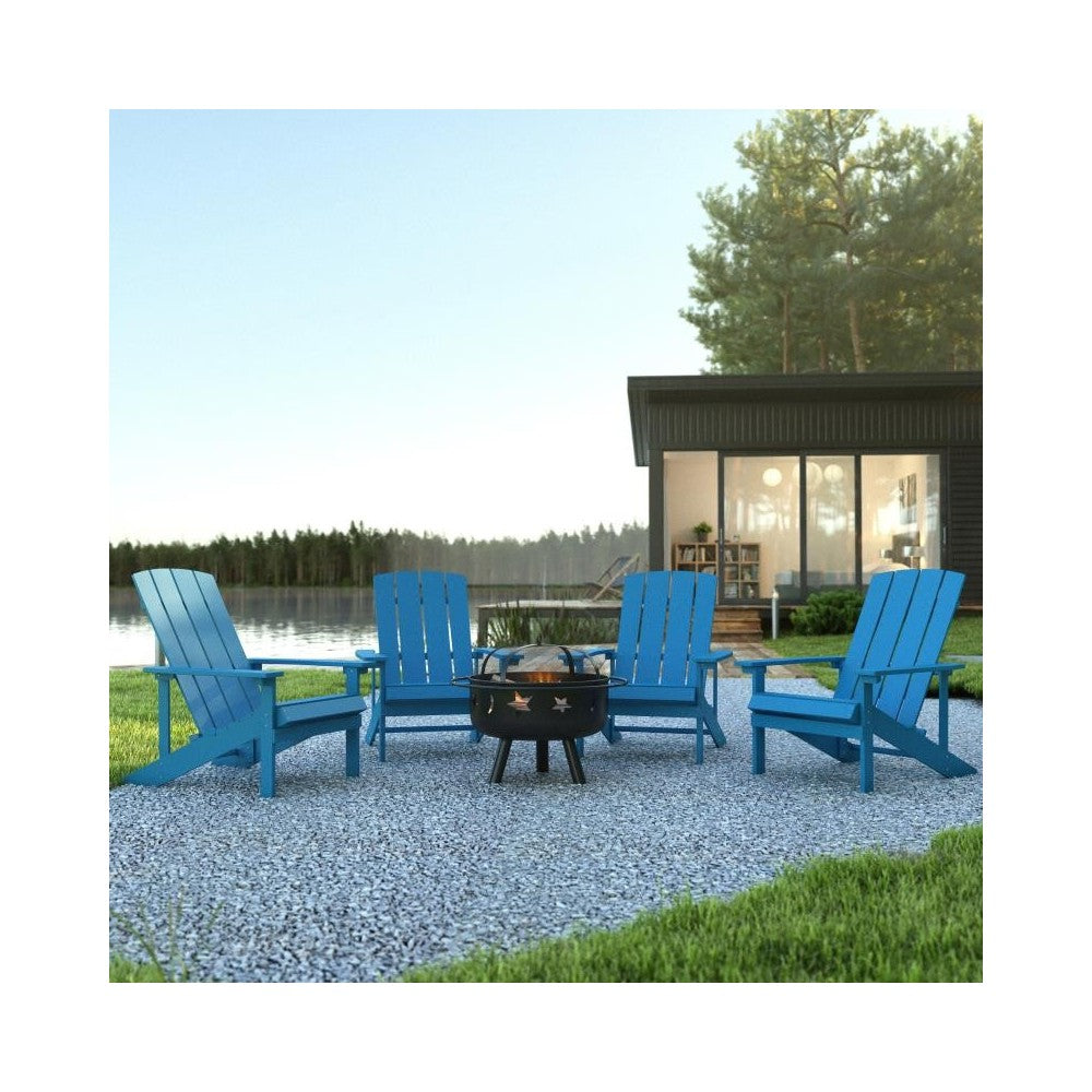 Flash Furniture Charlestown Adirondack Chair & Fire Pit JJ-C145014-32D-BLU-GG