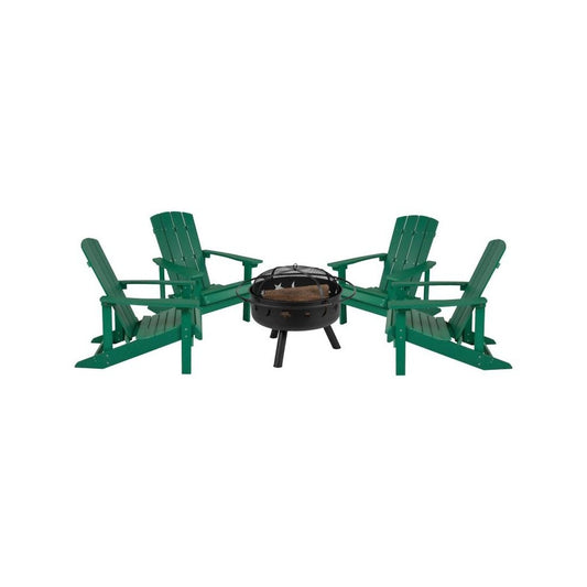Flash Furniture Charlestown Adirondack Chair & Fire Pit JJ-C145014-32D-GRN-GG