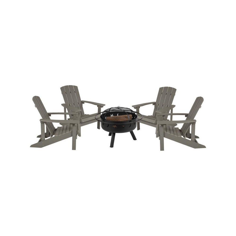 Flash Furniture Charlestown Adirondack Chair & Fire Pit JJ-C145014-32D-LTG-GG