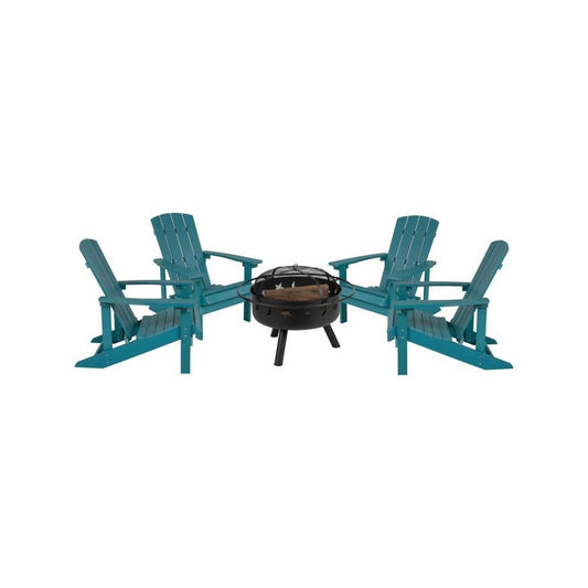 Flash Furniture Charlestown Adirondack Chair & Fire Pit JJ-C145014-32D-SFM-GG
