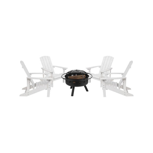 Flash Furniture Charlestown Adirondack Chair & Fire Pit JJ-C145014-32D-WH-GG