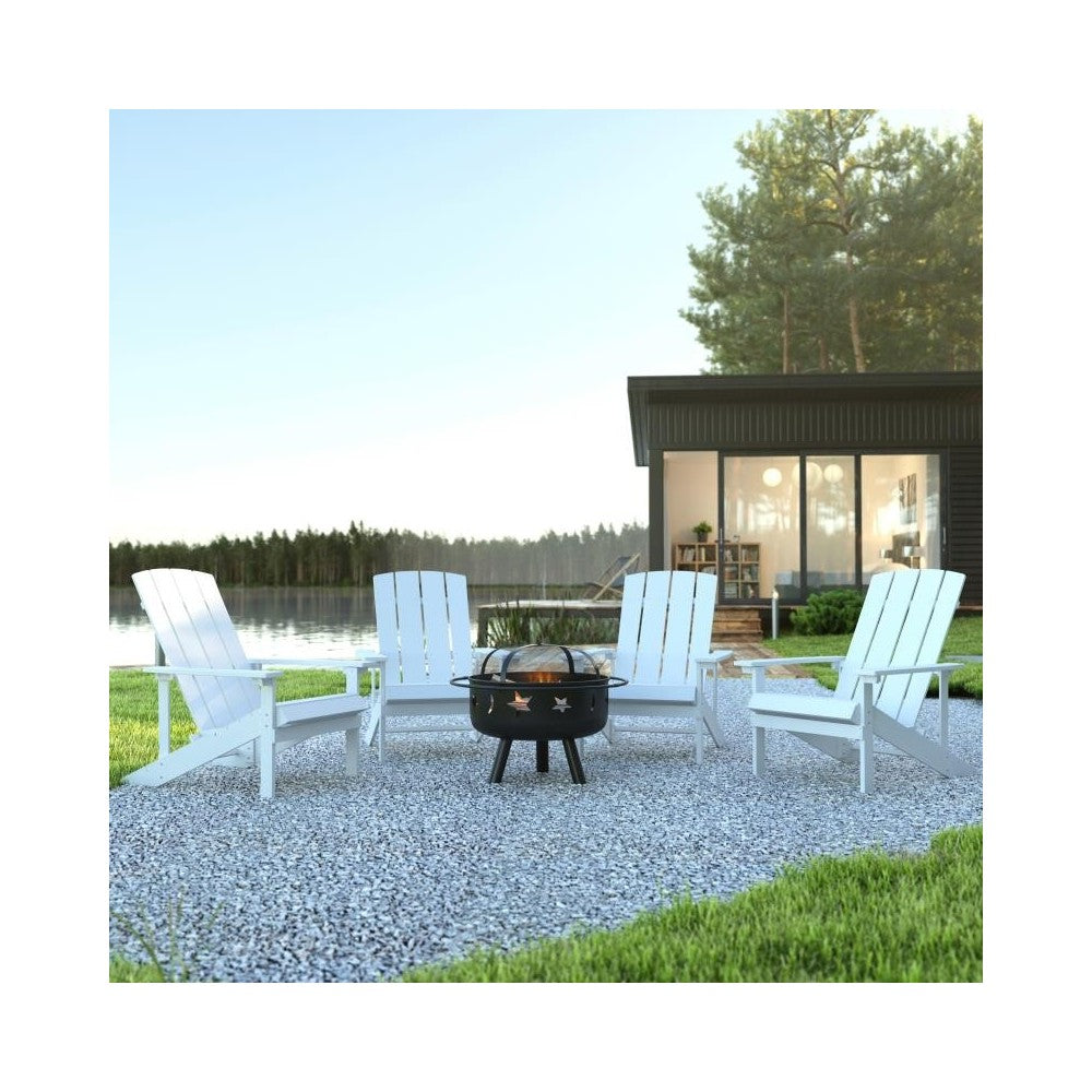 Flash Furniture Charlestown Adirondack Chair & Fire Pit JJ-C145014-32D-WH-GG