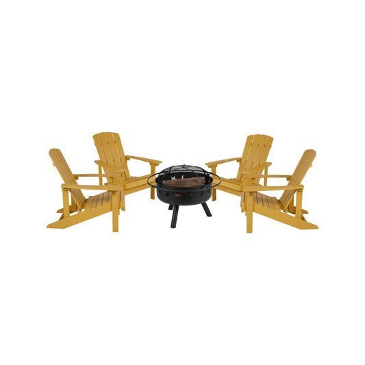 Flash Furniture Charlestown Adirondack Chair & Fire Pit JJ-C145014-32D-YLW-GG