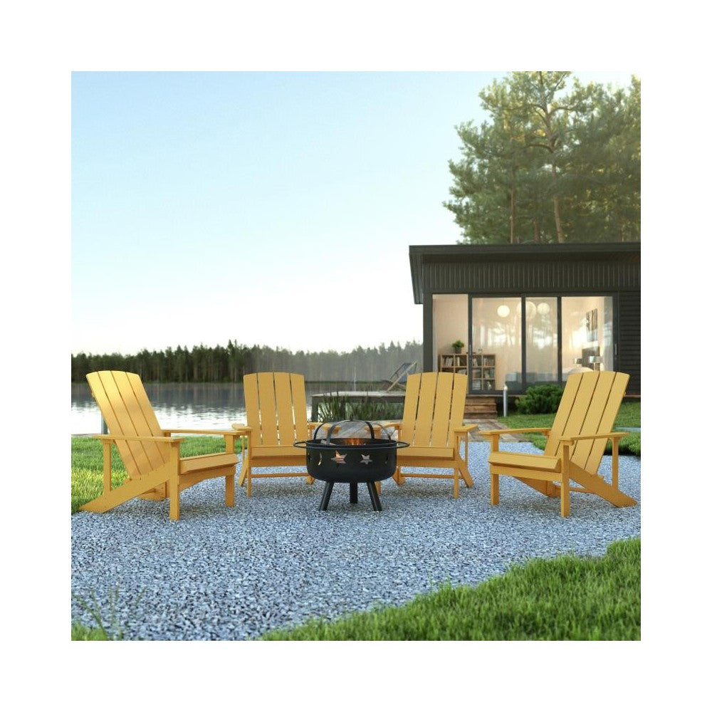 Flash Furniture Charlestown Adirondack Chair & Fire Pit JJ-C145014-32D-YLW-GG