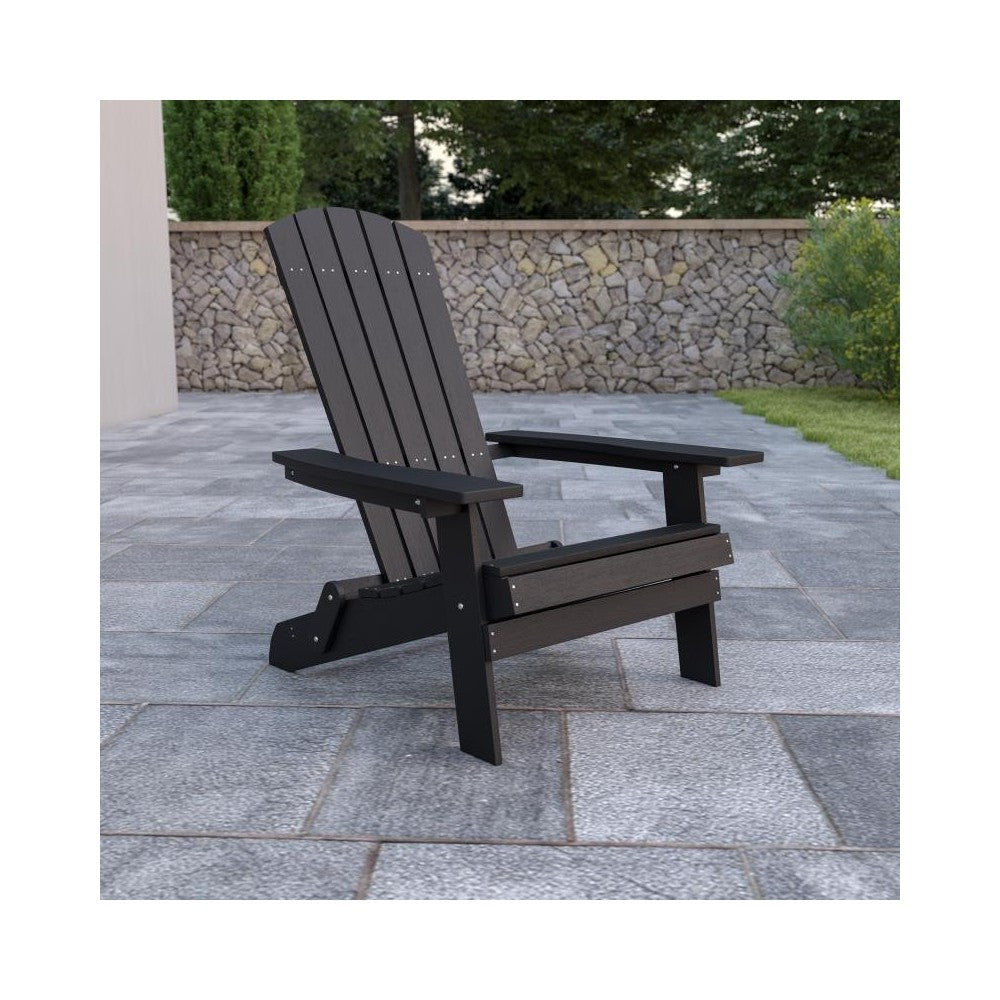 Flash Furniture Charlestown Black Folding Adirondack Chair JJ-C14505-BLK-GG