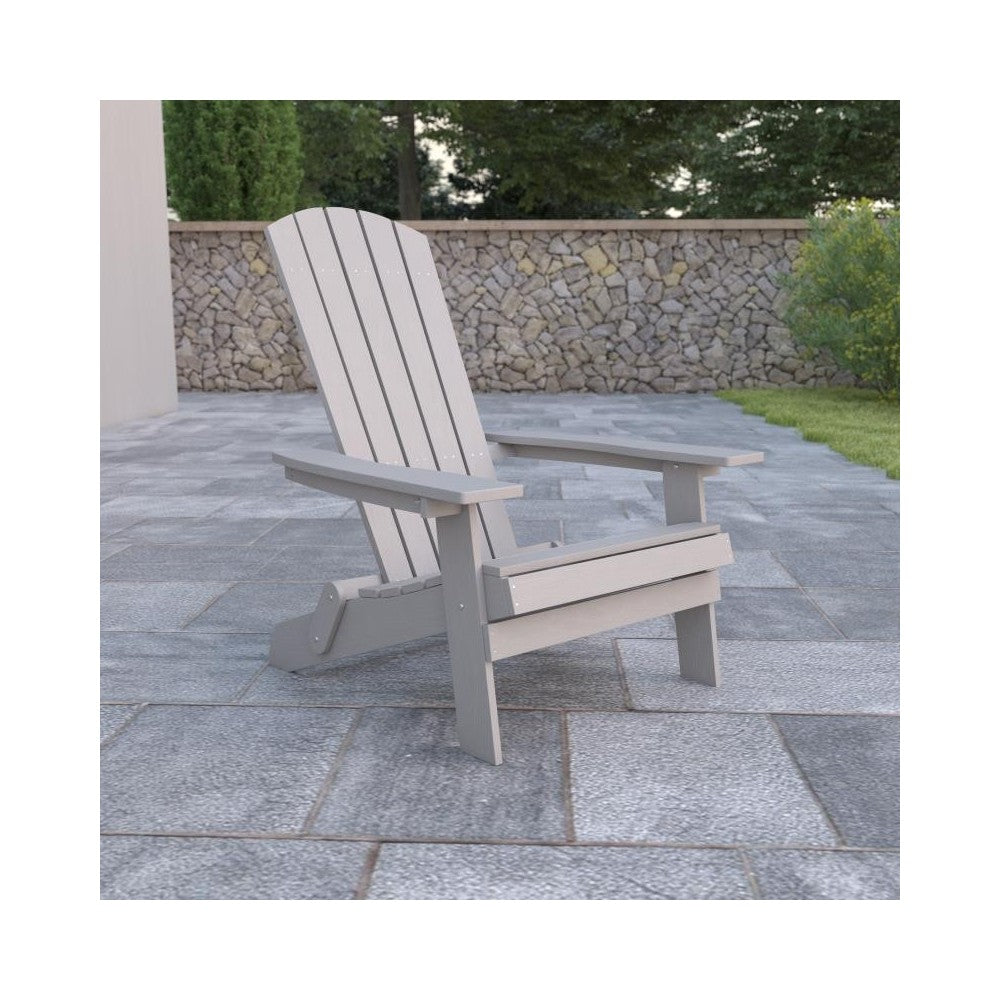 Flash Furniture Charlestown Gray Folding Adirondack Chair JJ-C14505-GY-GG