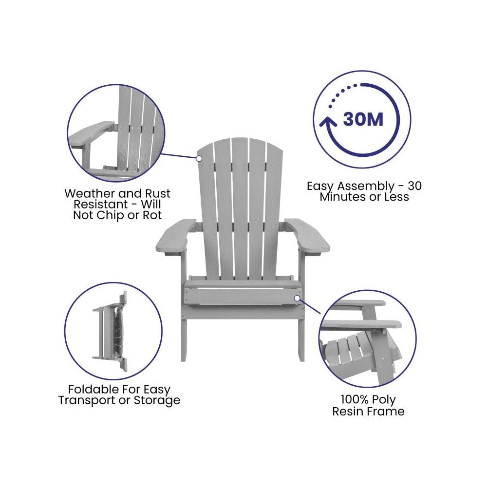Flash Furniture Charlestown Gray Table and 2 Chair Set JJ-C14505-2-T14001-GY-GG